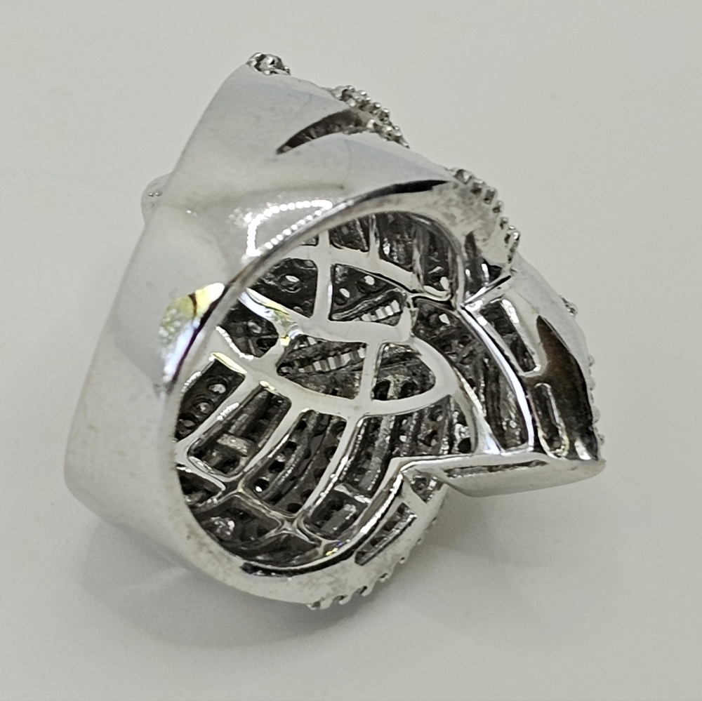 Genuine 2+ Carat Diamond Bow Knot Ring In Sterling Silver Size 7! - Picture 14 of 14